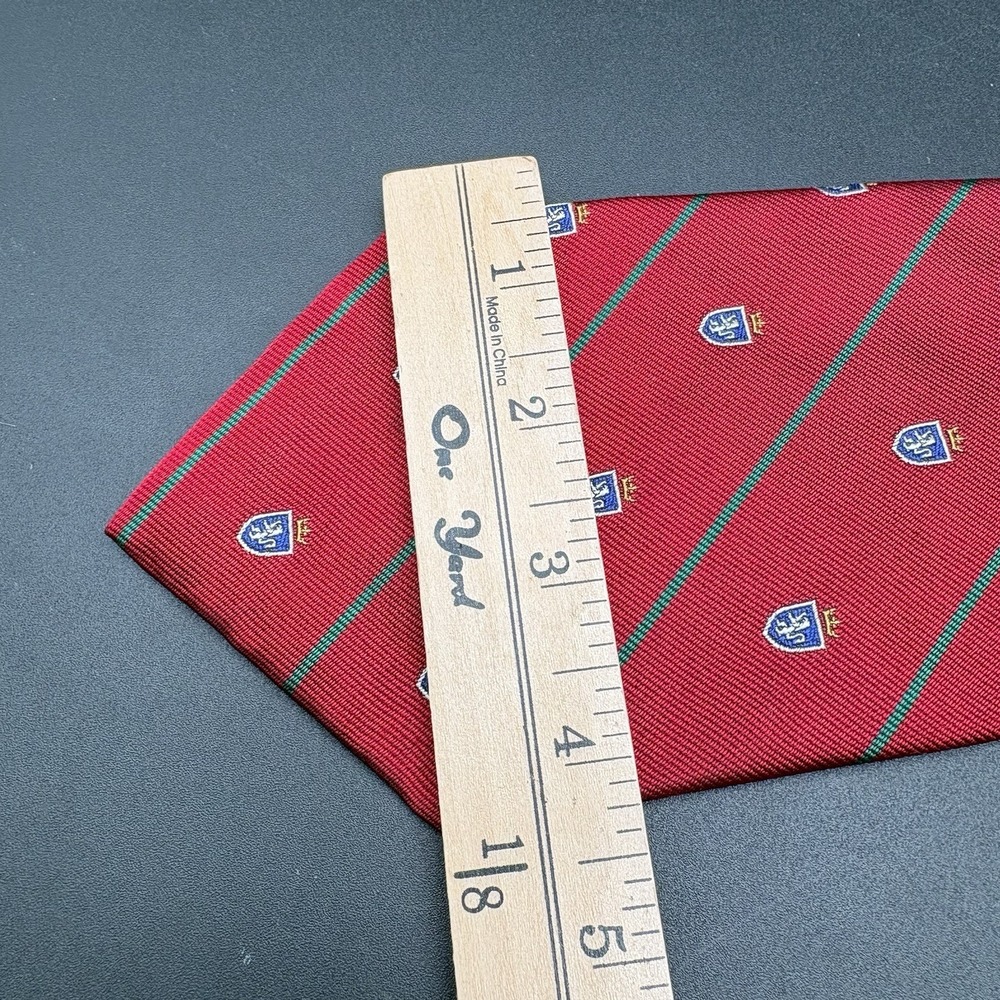 Polo Ralph Lauren Crest Shield Red Green Stripe Silk Tie Repp Stripes USA - Picture 15 of 16